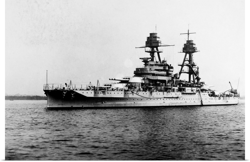 The World War I American battleship destroyed at Pearl Harbor, 7 December 1941. Photograph, c1940.