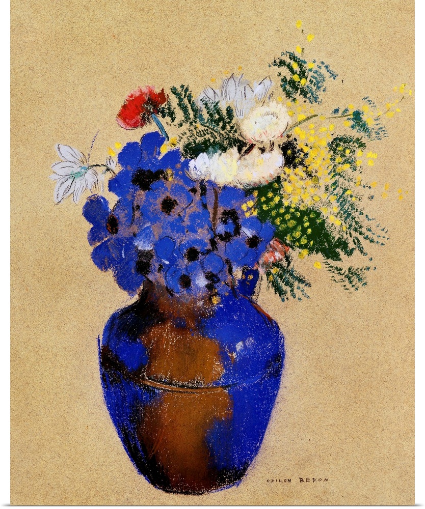 Redon, Vase Of Flowers. Pastel Drawing By Odilon Redon (1840-1916).
