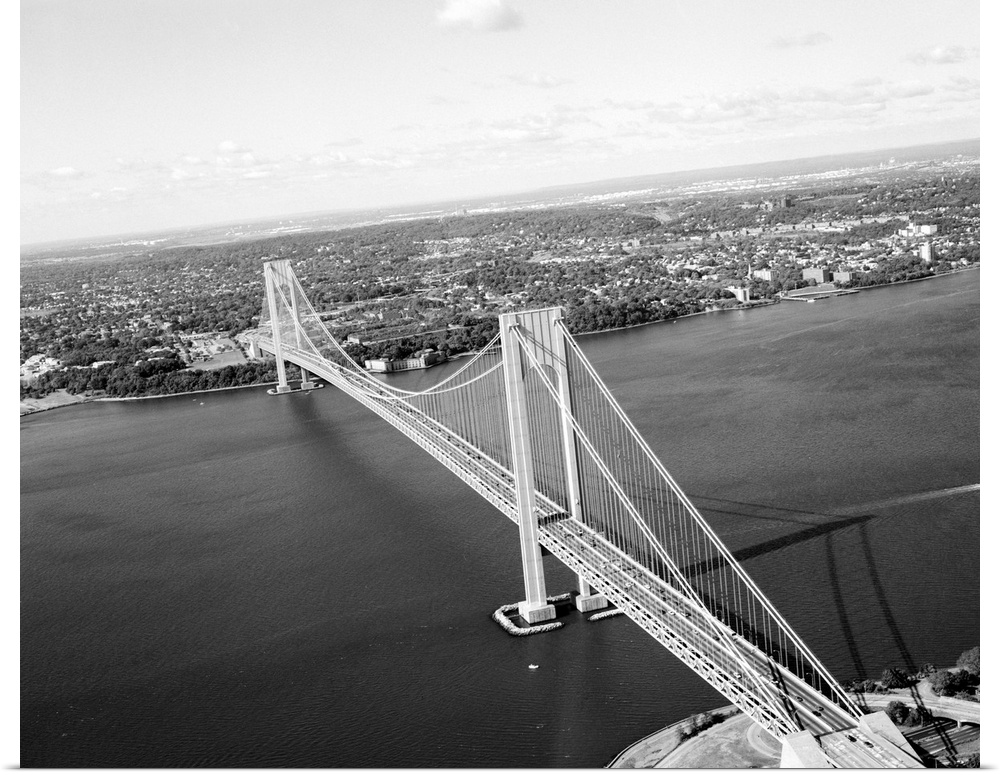 View of the Verrazzano-Narrows bridge from Brooklyn, looking southwest toward Staten Island, New York City. Photograph, c1...