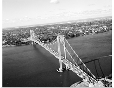 Verrazzano-Narrows bridge from Brooklyn, looking southwest toward Staten Island, 1970