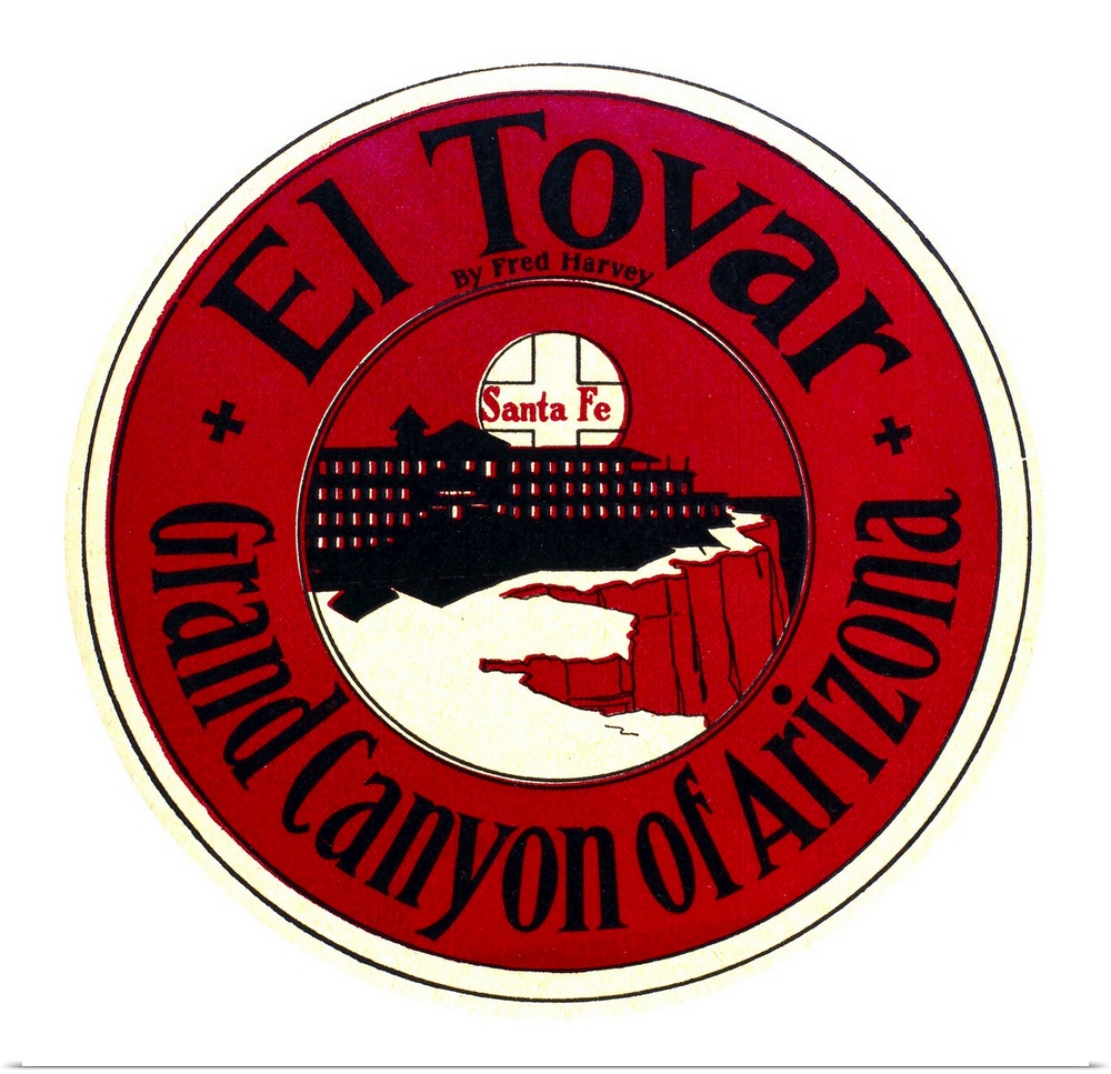 Luggage label from El Tovar hotel at the Grand Canyon in Arizona, early 20th century.