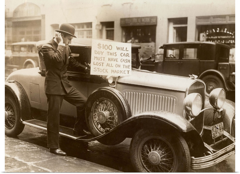 An unlucky speculator, one Walter Thornton of New York, offering to sell his roadster, October 30, 1929.