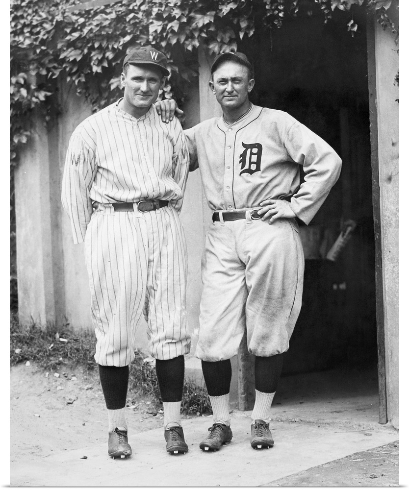 American baseball player. Walter Johnson (left) and Ty Cobb.