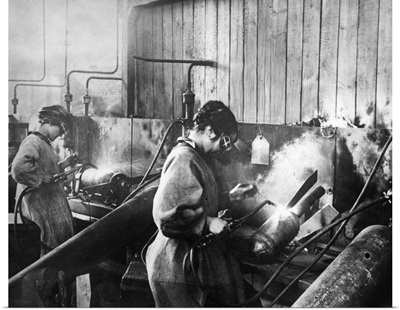 World War I: Women Workers, welding bomb casings