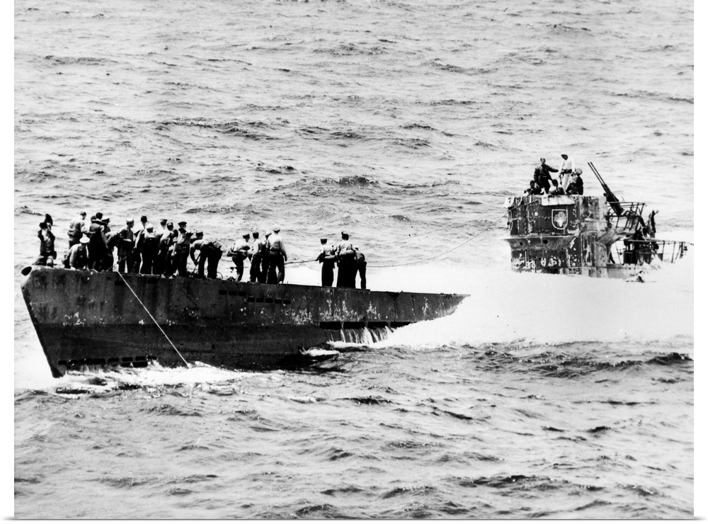 The German U-Boat '505' captured in a battle at sea off French West Africa by the USS Guadalcanal, 4 June 1944.