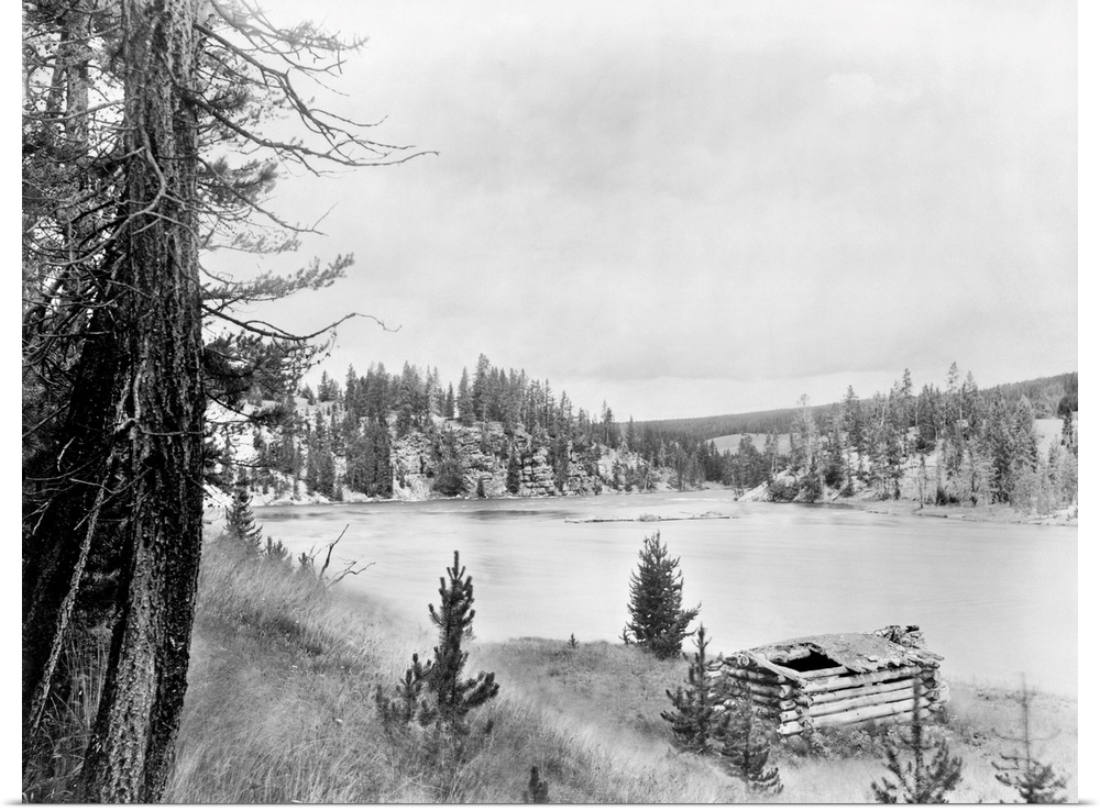 Wyoming, Log Cabin, C1913. Army General Oliver O. Howard's Camp Along the Yellowstone River In Yellowstone National Park, ...