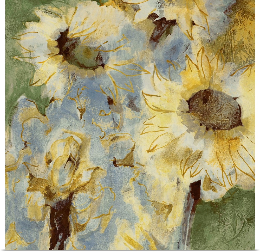 Docor perfect for the home of sunflowers that are painted softly with muted colors.