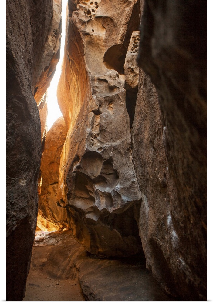 A photograph of looking through a tight canyon.