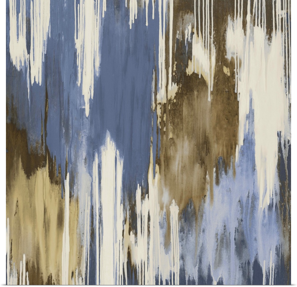 Abstract artwork with pale colors that drip downward across this large print.