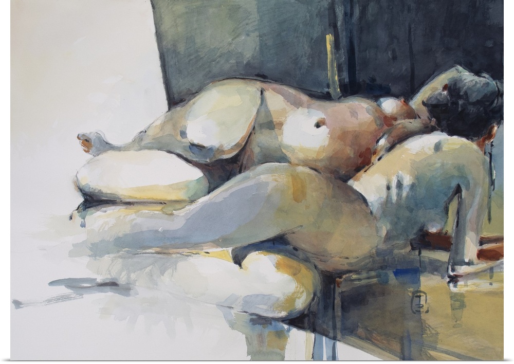 This life study uses golden yellows and cool blues to reflect a quiet moment.