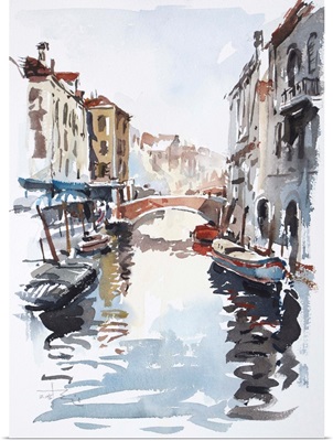 Venice Canal with Barges Sketch