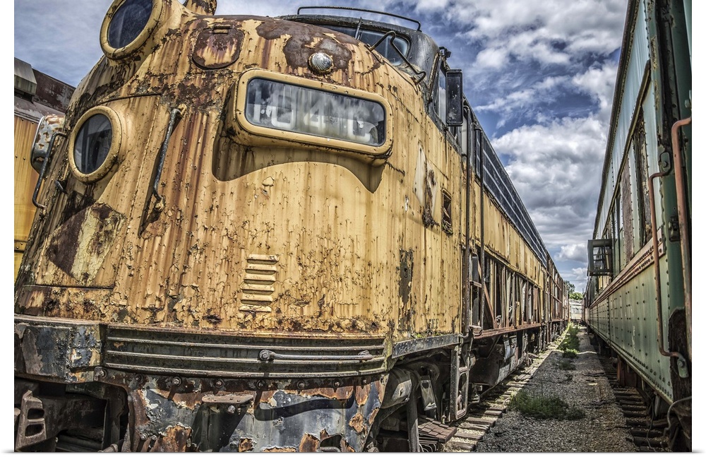 Rusting old locomotive left to deteriorate in American train yard