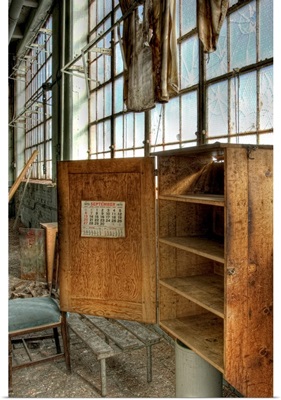 A deserted factory building with calender