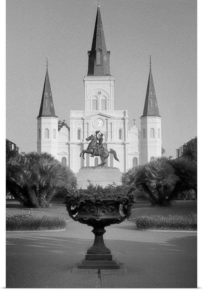 A shot of the famous St. Louis Cathedral in New Orleans, LA - taken in Black and White