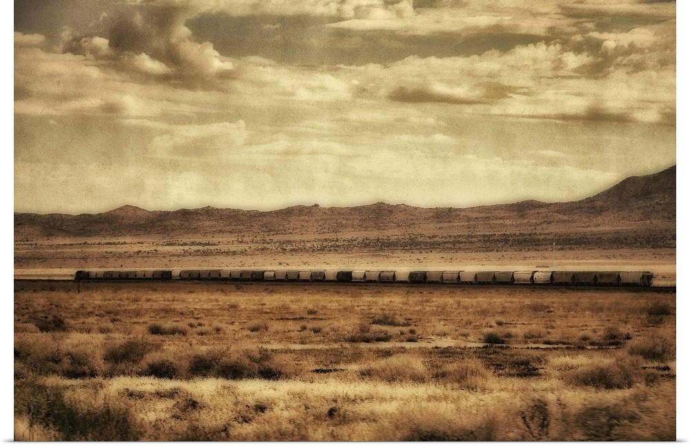 A train in the Mohave desert, Arizona, Usa