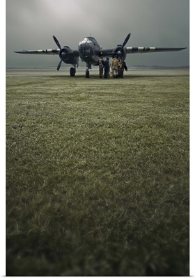 B-25 Mitchell bomber at dawn