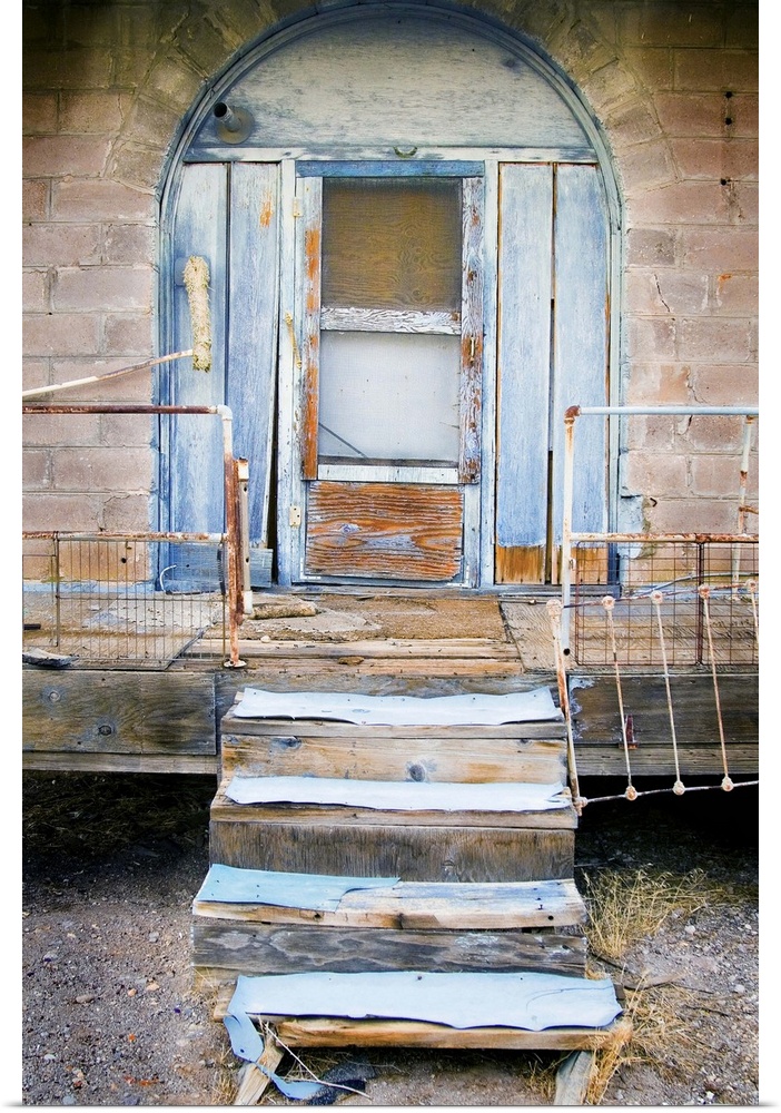 A blue broken door
