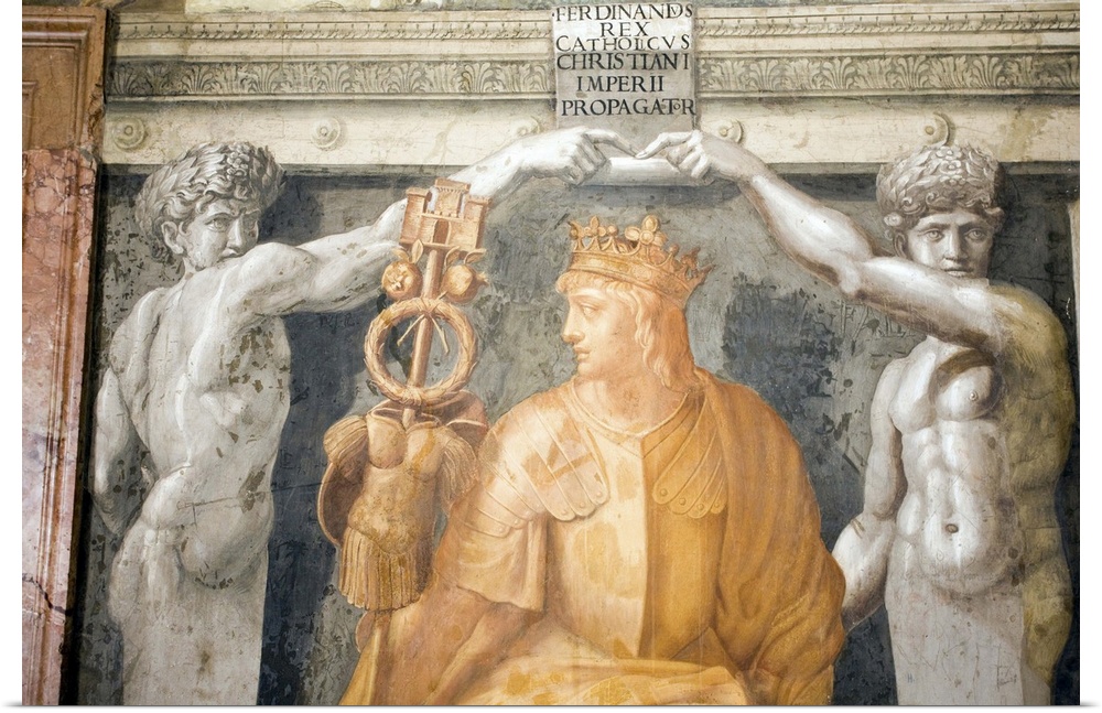 Ferdinand II of Aragon, "The Catholic", King of Spain, fresco painting, Rome