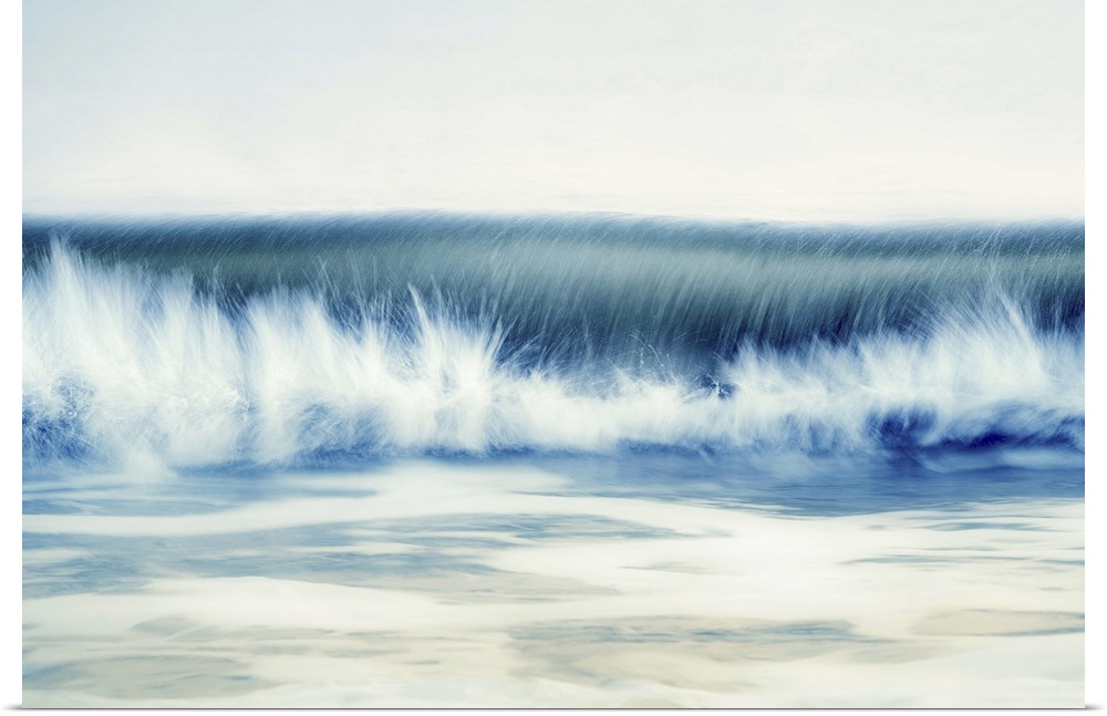 A wave breaking seascape resembling a tidal bore.