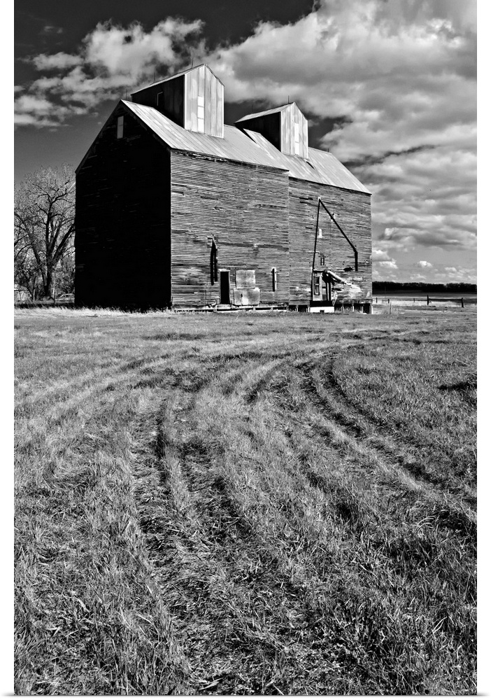 Large abandoned agriculture buildings in Rolette County USA
