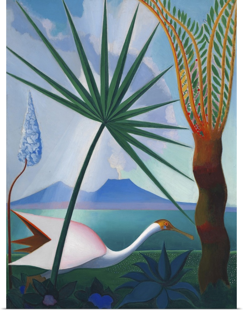 Joseph Stella sketched in the Bronx Botanical Gardens turning his imaginary into a scene of the Bay of Naples, drawn with ...