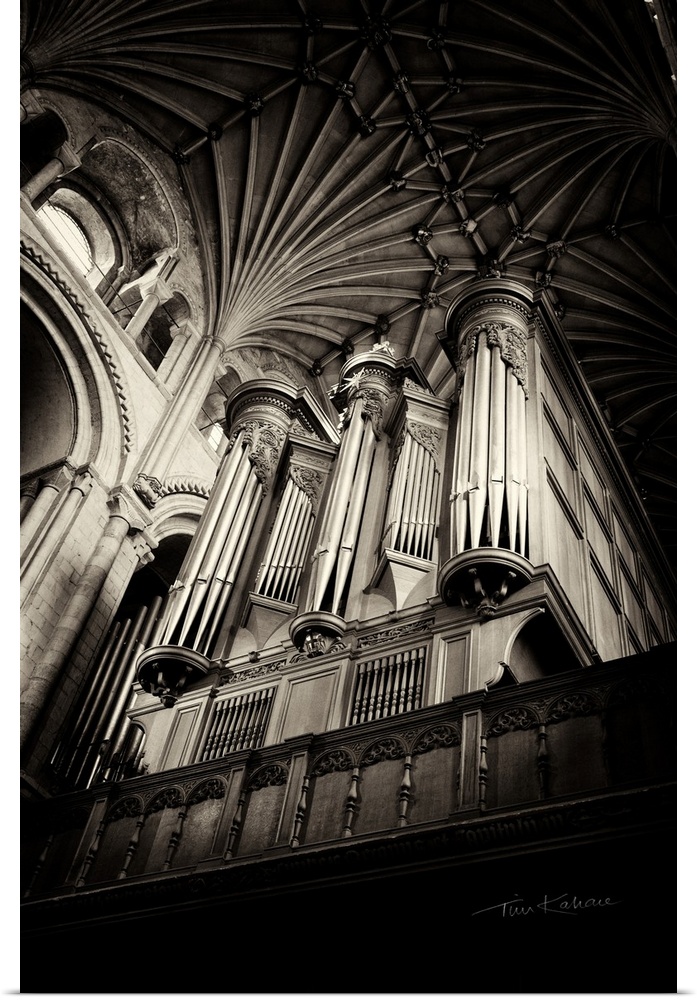 The organ pipes in Norwich Cathedral in Norfolk, England.