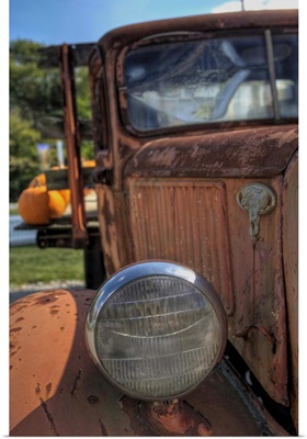 Scarecrow and Pumpkins in old truck at Grandmas Gardens in Springboro, Ohio