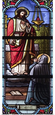 Stained glass window, Saint Pierre Cathedral, Vannes, department of Morbihan, France