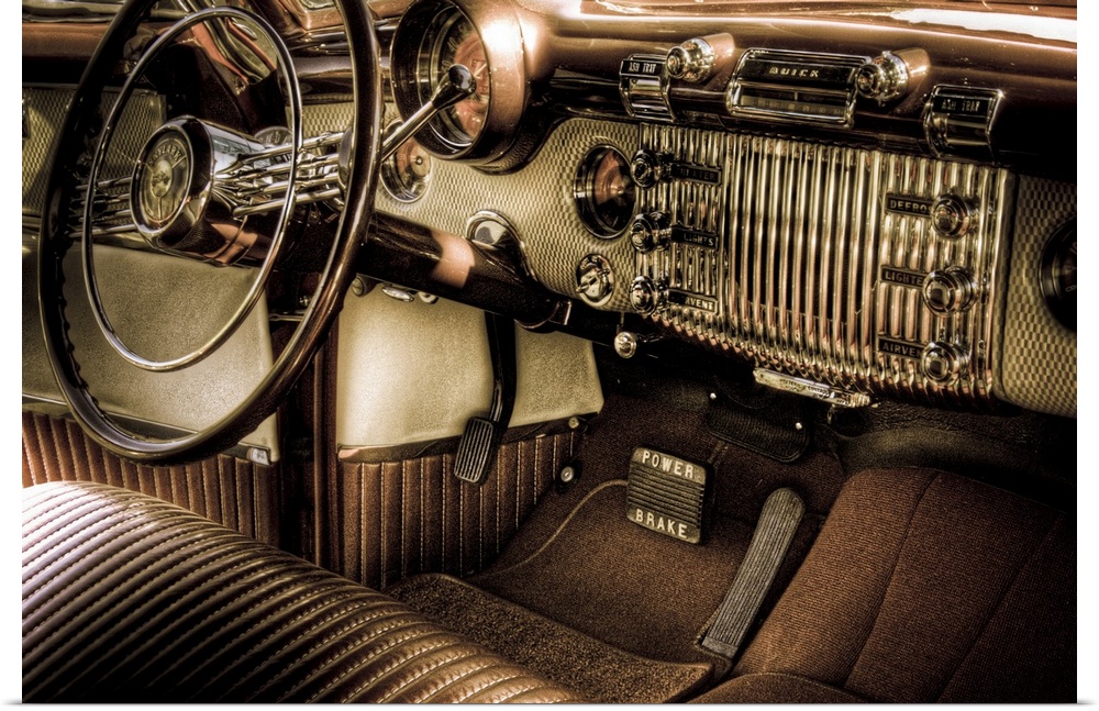 The interior of a classic American motorcar