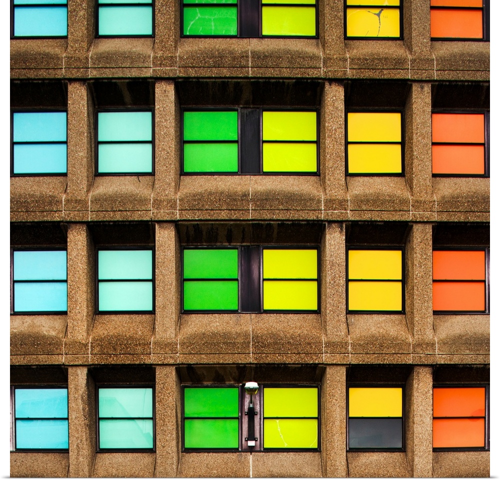 Colourful windows in a modern building