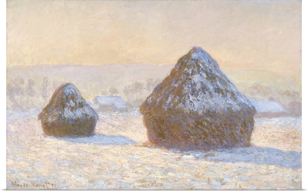 Claude Monet (French, 1840 - 1926); France; 1891. Originally oil on canvas. Winter scene on farmland.