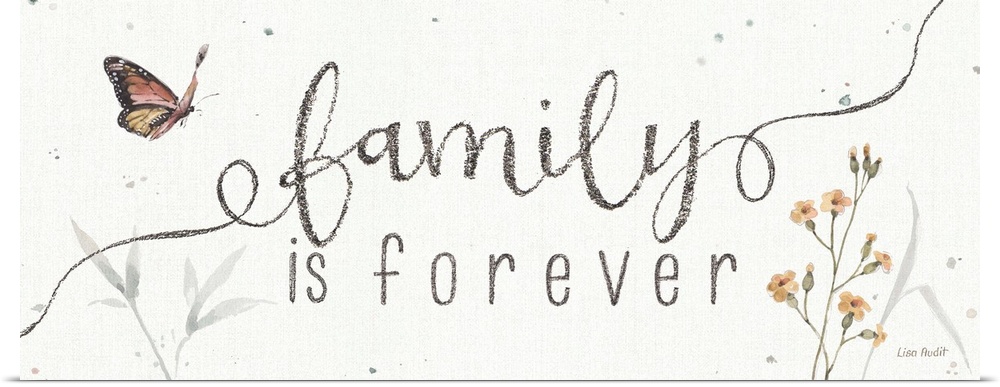 Decorative artwork featuring the words, 'family is forever'.