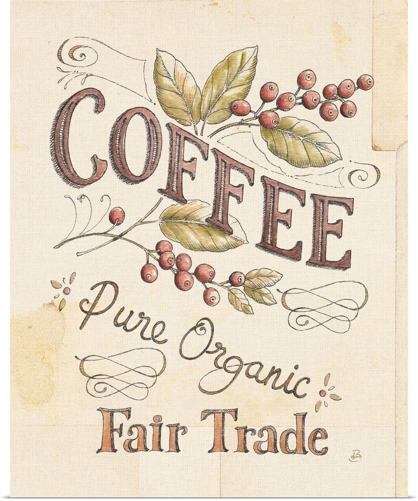 Vintage Pure Organic Fair Trade Coffee Advertisement