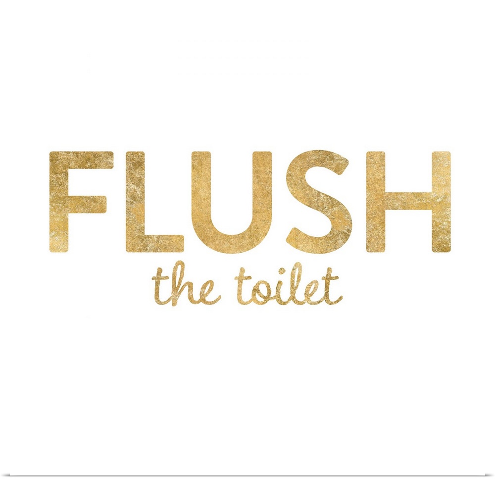 "Flush the Toilet" written in metallic gold on a solid white background.