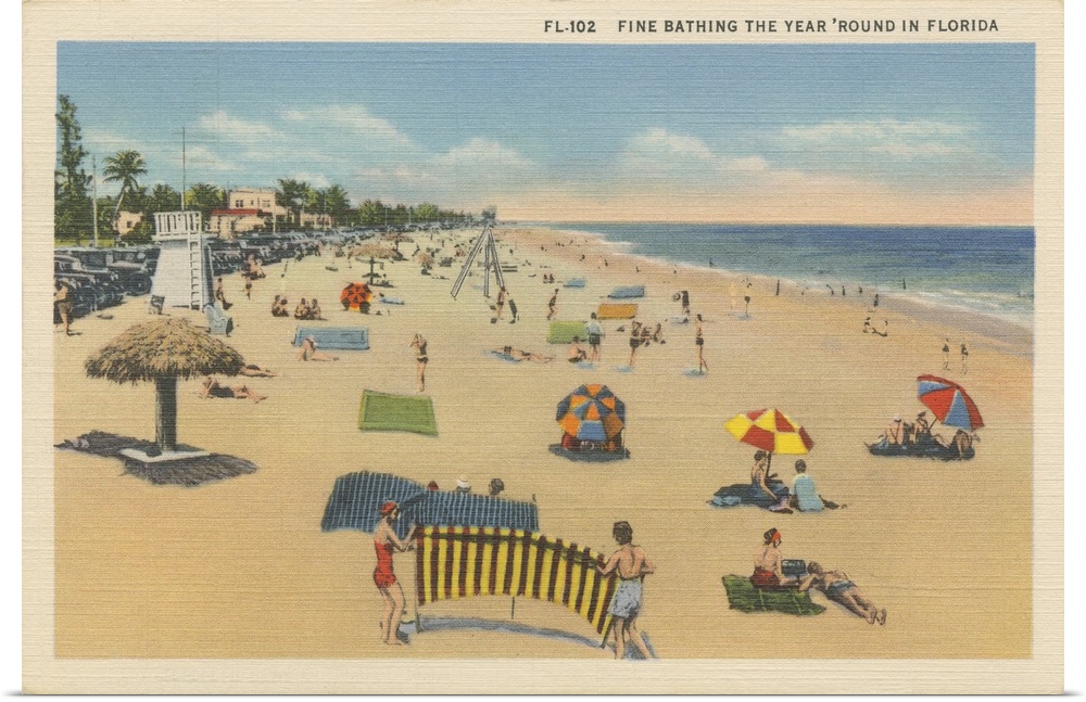 Beach Postcard I Plain Border