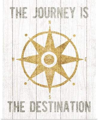 Beachscape IV Compass Quote Gold Neutral