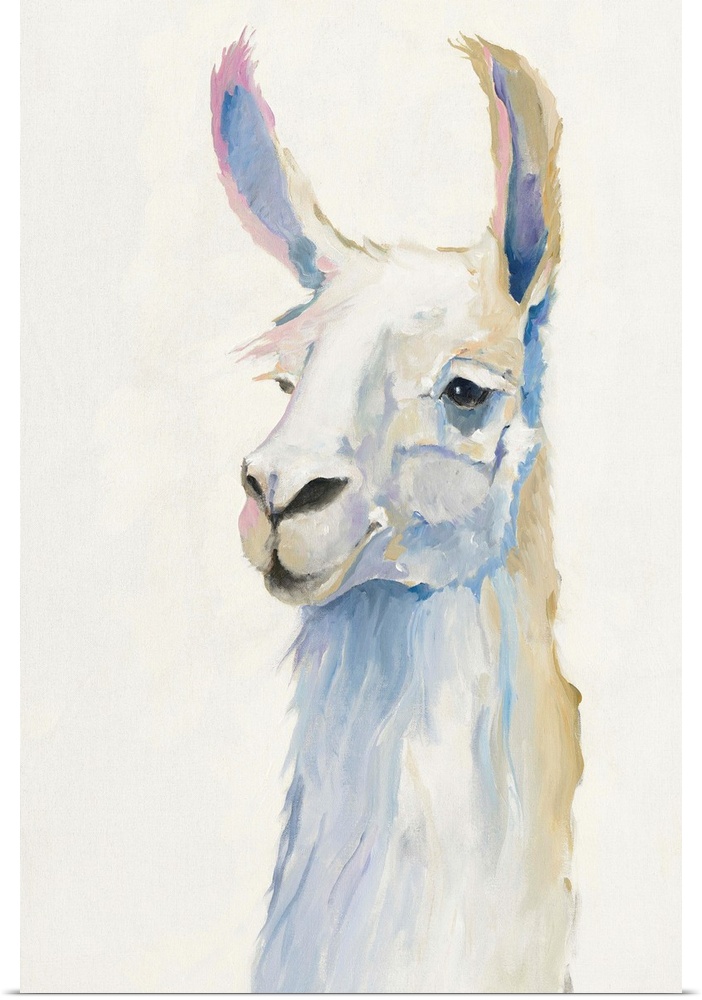 Pastel portrait of a cute llama.