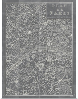 Blueprint Map Paris Grey
