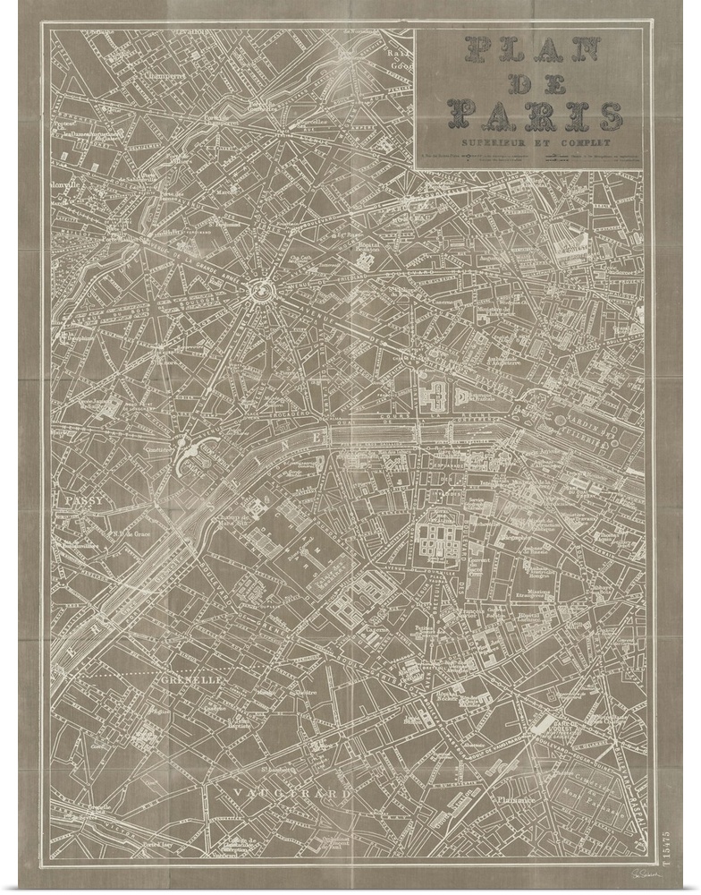 Blueprint Map Paris Taupe