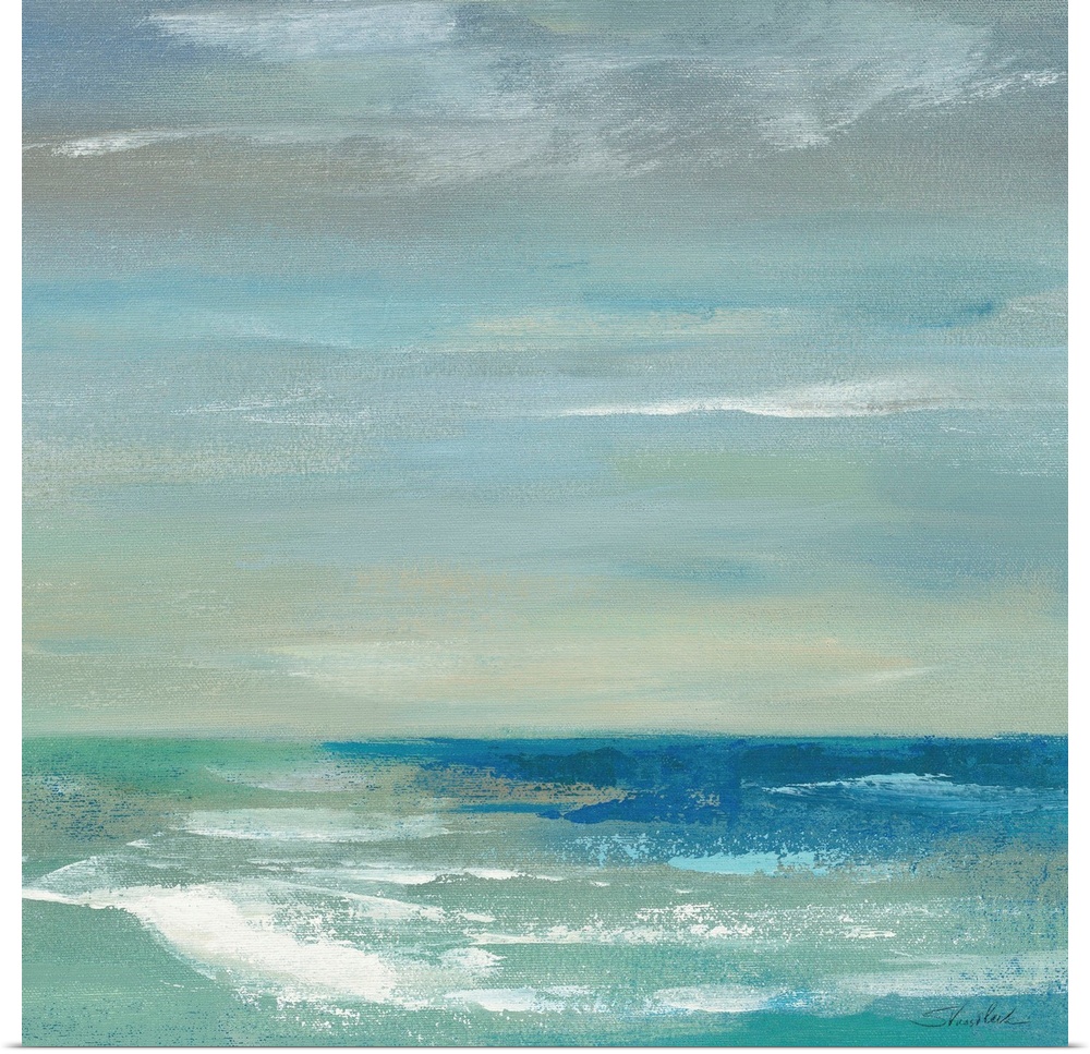 Contemporary artwork of a calm ocean and sky.