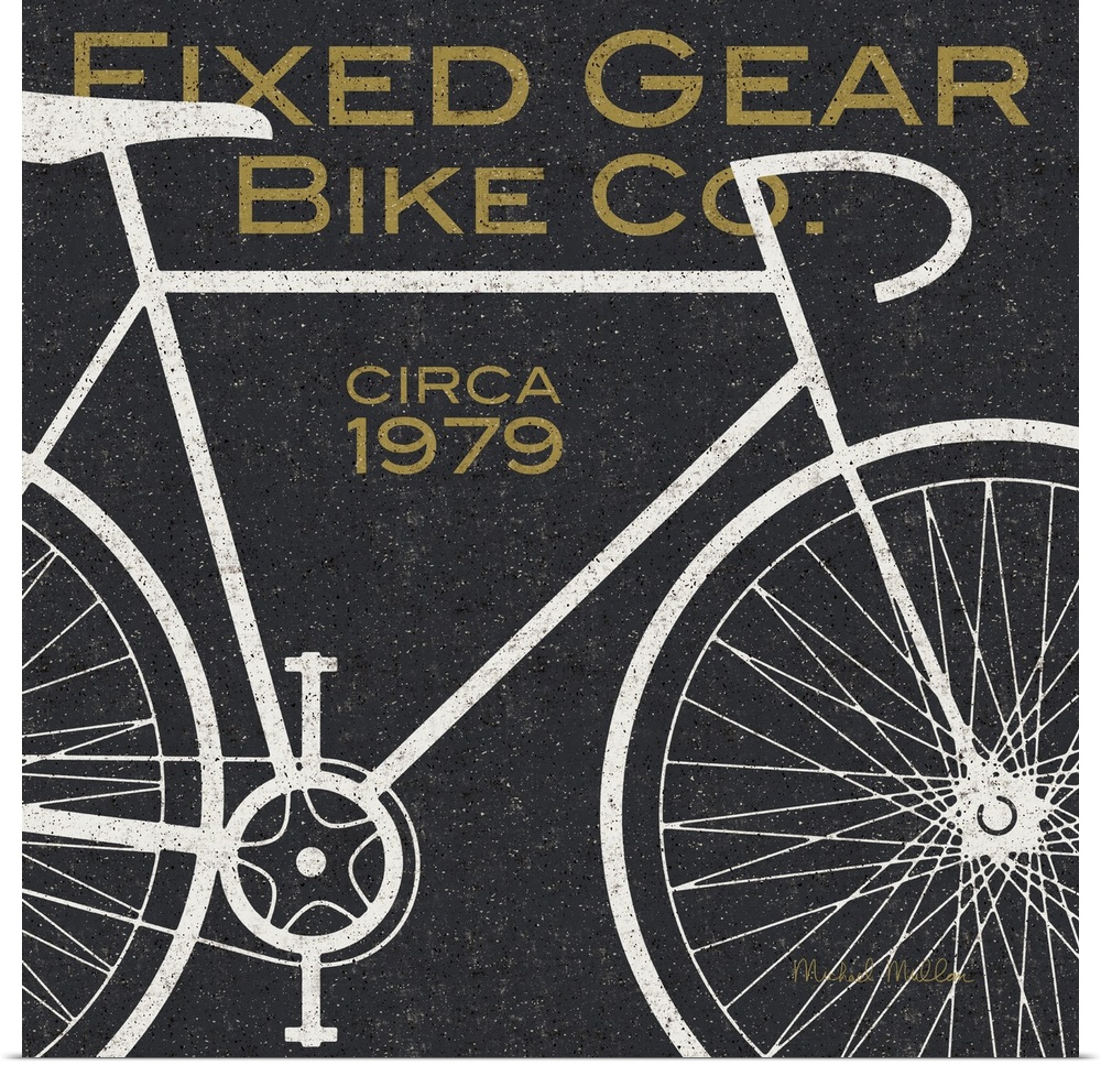 Retro style sign for a bicycle company, with a white bike design.