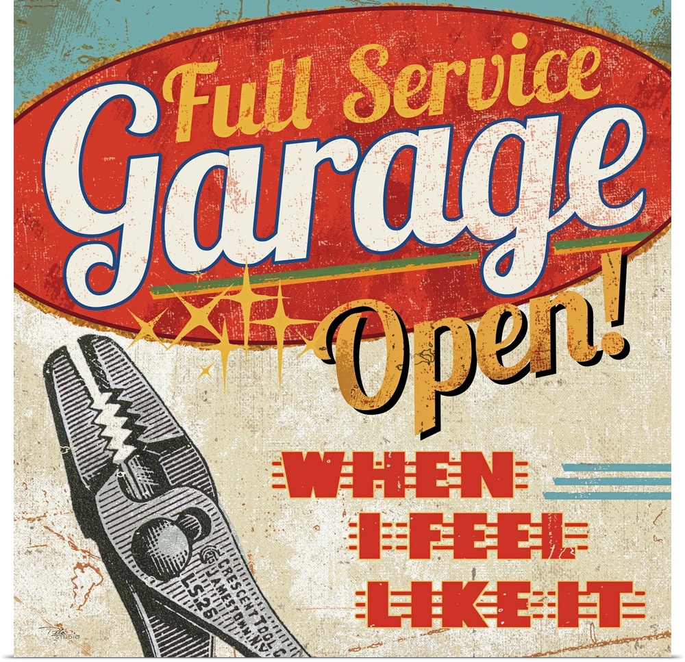 This retro inspired, square wall art with midcentury typography is the perfect decorative accent for a gearhead with a sen...