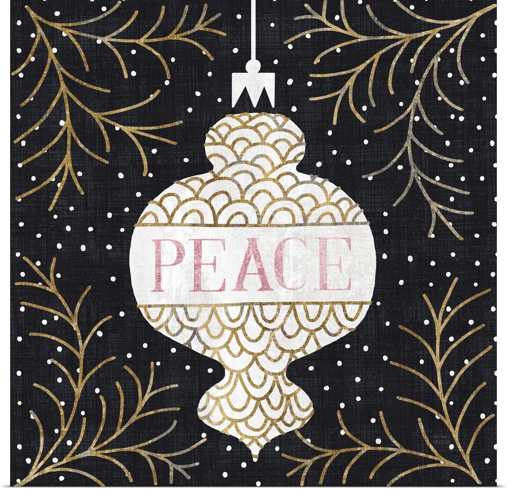 Jolly Holiday Ornaments Peace Metallic