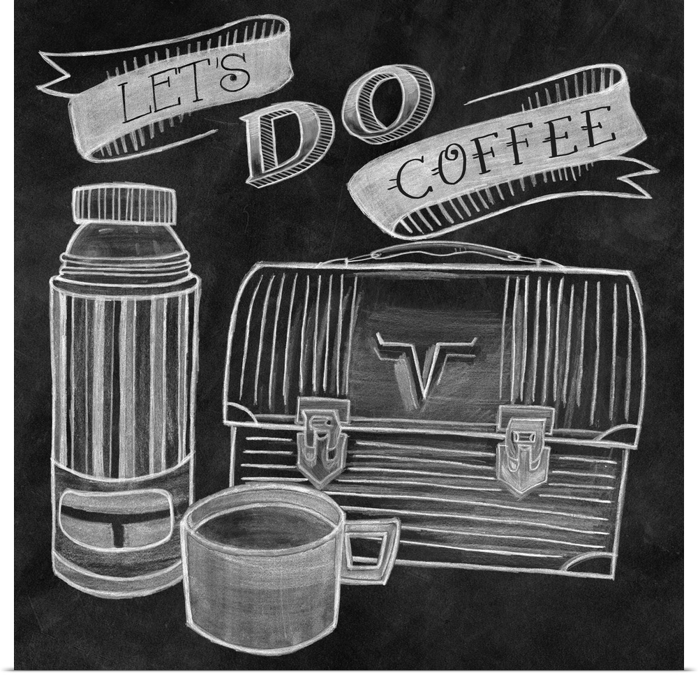 "Let's Do Coffee" square retro illustration