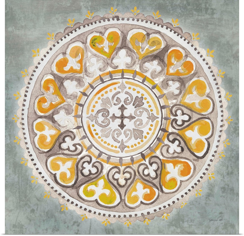 Mandala Delight III Yellow Grey