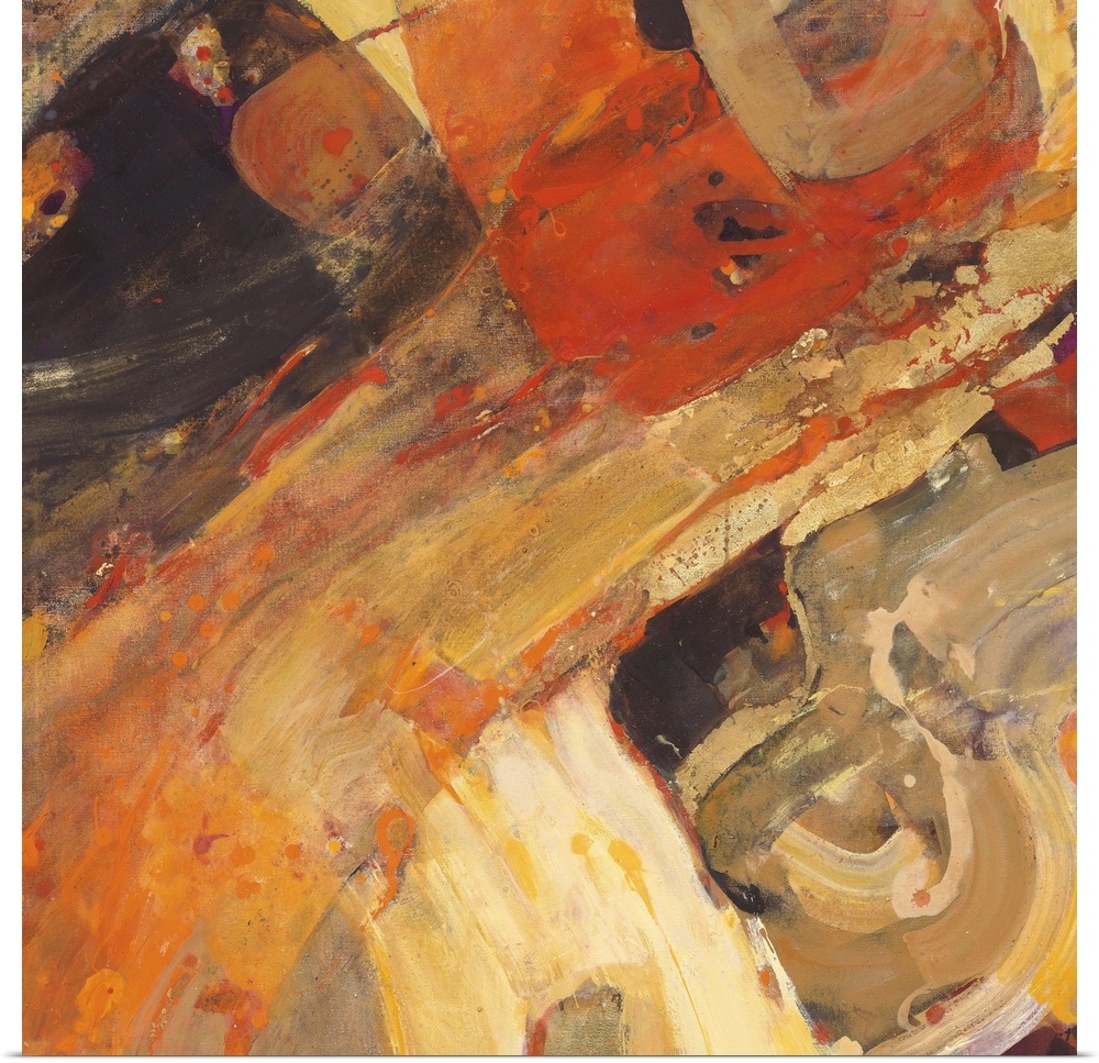 Reddish earthy tones make up this contemporary abstract painting.