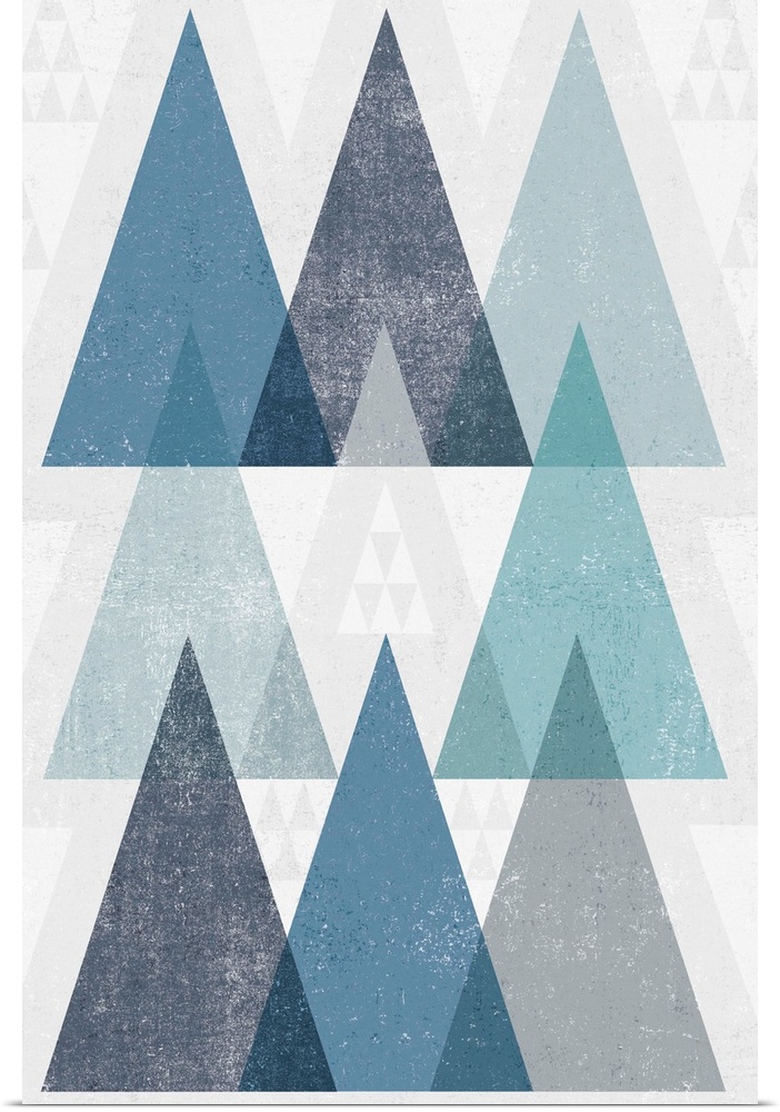 Abstract artwork with a triangle design in cool blue tones.