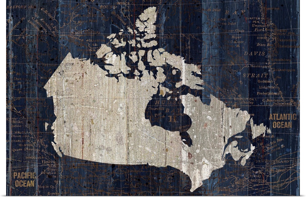 Old World Map Blue Canada
