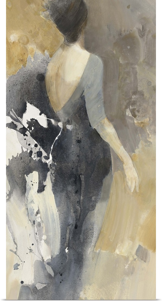 Contemporary painting of a woman in a black gown.