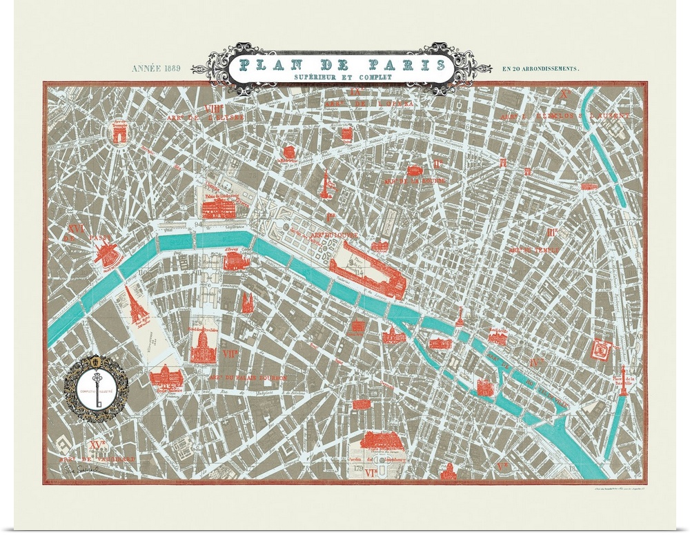 Contemporary artwork of a city map with a beige border.